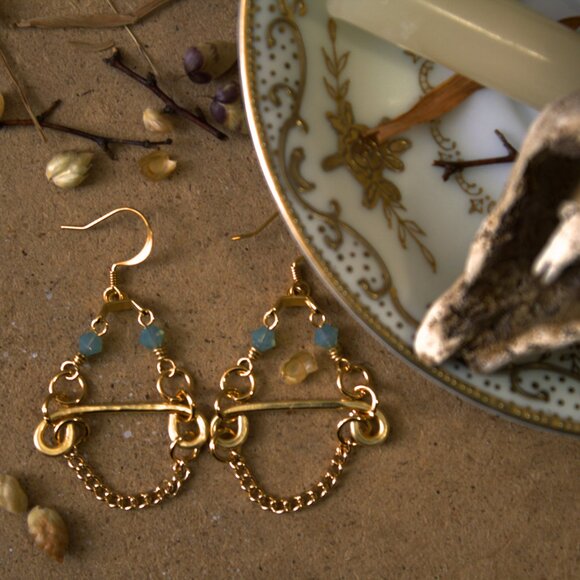 Brass Folk Dangle Earrings - Picture 3 of 4